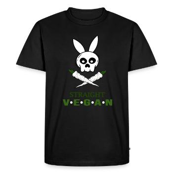 lapin végétalien droit avec carotte veganlife - T-shirt Premium bio Homme - noir - Devant - Nico (187cm)