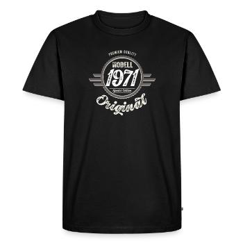 Modèle d'insigne vintage original 1971 anniversaire 50 - T-shirt Premium bio Homme - noir - Devant - Nico (187cm)