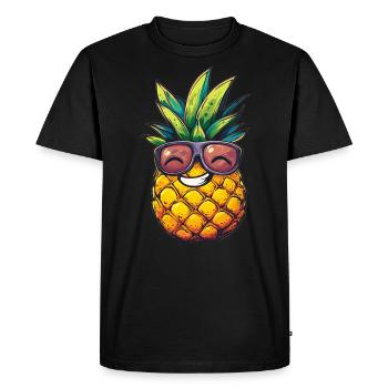 Cool pineapple with sunglasses - Men's Premium Organic T-Shirt - black - Front - Nico (187cm)