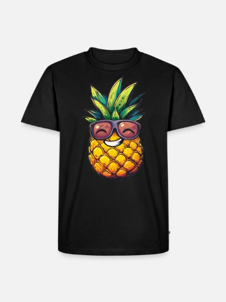 Cool pineapple with sunglasses - Men's Premium Organic T-Shirt - black