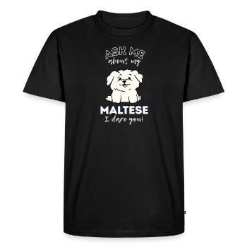 Adorable chiot maltais design - Chien de dessin animé mignon - T-shirt Premium bio Homme - noir - Devant - Nico (187cm)