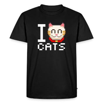 J'adore les chats - T-shirt Premium bio Homme - noir - Devant - Nico (187cm)