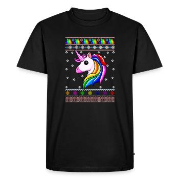 Unicorn Christmas - Men's Premium Organic T-Shirt - black - Front - Nico (187cm)