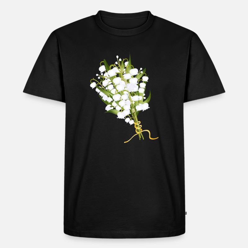 üppiger Maiglöckchen Strauß als Frühlingsgruß - Männer Premium Bio T-Shirt - Schwarz