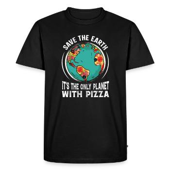 Sauvez la Terre C’est la seule planète avec la pizza - T-shirt Premium bio Homme - noir - Devant - Nico (187cm)