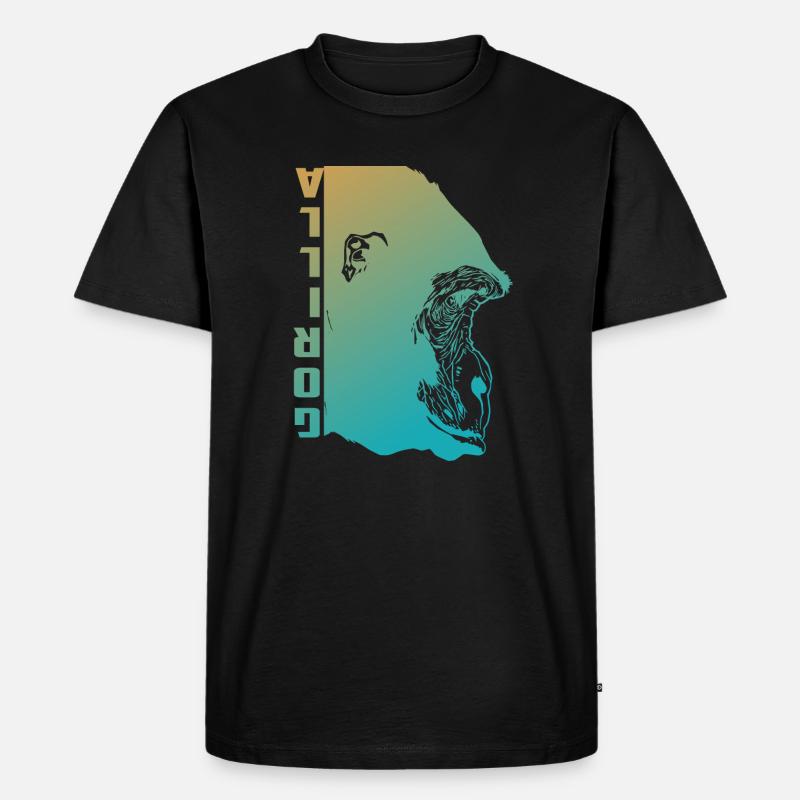 Gorilla Gesicht - Männer Premium Bio T-Shirt - Schwarz