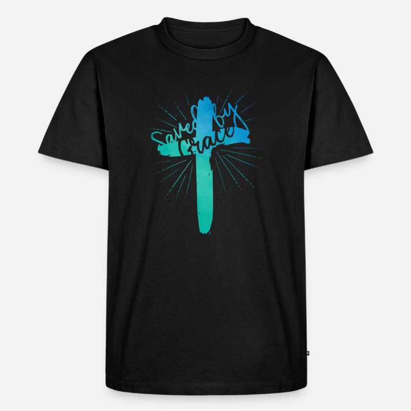 Saved by Grace - Männer Premium Bio T-Shirt - Schwarz