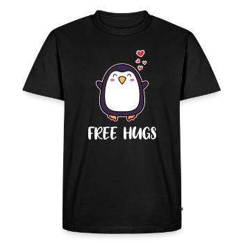 Animal Cute Penguin Heart Statement Seabird South Pole - Men's Premium Organic T-Shirt - black - Front - Nico (187cm)