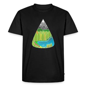 Magie de la forêt du lac des Alpes - T-shirt Premium bio Homme - noir - Devant - Nico (187cm)