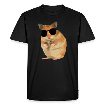 Hamster Menno with sunglasses cool - Men's Premium Organic T-Shirt - black - Front - Nico (187cm)