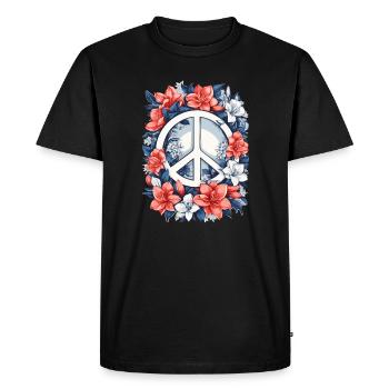 Peace sign with flowers - Men's Premium Organic T-Shirt - black - Front - Nico (187cm)
