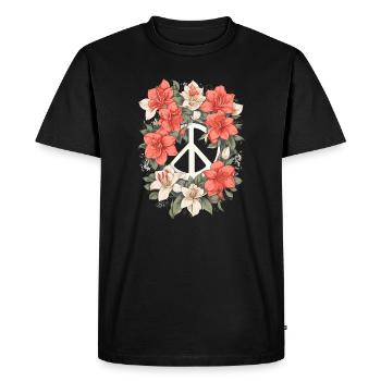 Peace sign with flowers - Men's Premium Organic T-Shirt - black - Front - Nico (187cm)