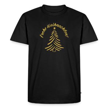 Merry Christmas Christmas Tree Golden - Men's Premium Organic T-Shirt - black - Front - Nico (187cm)