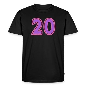 20. 20 ANS. 20e ANNIVERSAIRE. ANNIVERSAIRE 20 ANS. - T-shirt Premium bio Homme - noir - Devant - Nico (187cm)