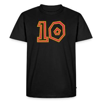 10. 10 ANS. 10e ANNIVERSAIRE. ANNIVERSAIRE 10 ANS. - T-shirt Premium bio Homme - noir - Devant - Nico (187cm)