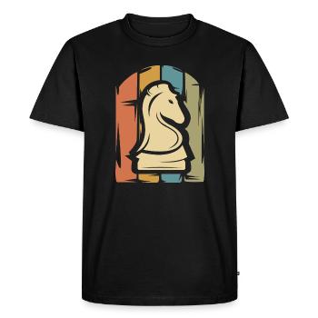 vintage chess illustration - knight logo club - Men's Premium Organic T-Shirt - black - Front - Nico (187cm)