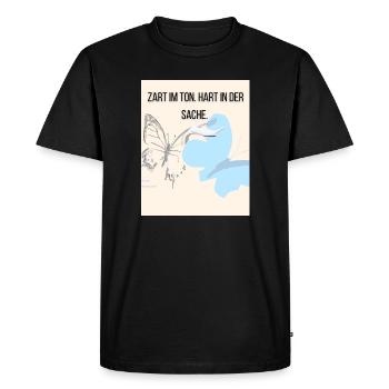 Empathie douce avec le papillon et la cigogne - T-shirt Premium bio Homme - noir - Devant - Nico (187cm)