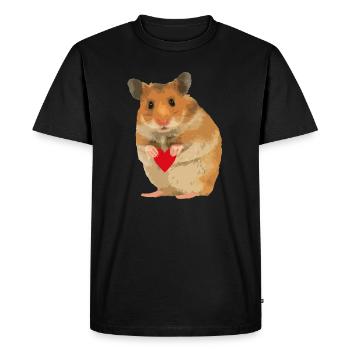 Hamster Menno avec cœur - T-shirt Premium bio Homme - noir - Devant - Nico (187cm)