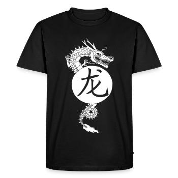 White Dragon from China - Men's Premium Organic T-Shirt - black - Front - Nico (187cm)