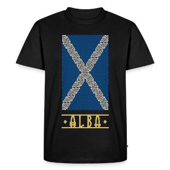Viking Style Scotland Flag or Pict Celtic Cross  - Men's Premium Organic T-Shirt - black - Front - Nico (187cm)