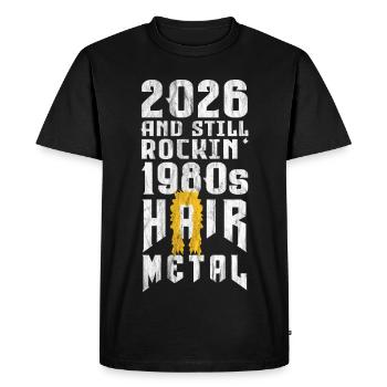 Hair Metal Music Band Merch Funny Wig - Men's Premium Organic T-Shirt - black - Front - Nico (187cm)