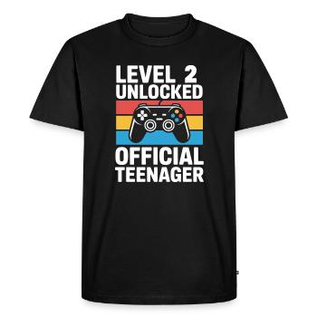 Level 2 Unlocked Birthday Gamer - Men's Premium Organic T-Shirt - black - Front - Nico (187cm)