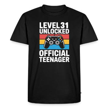 Niveau 31 Adolescent officiel débloqué - T-shirt Premium bio Homme - noir - Devant - Nico (187cm)