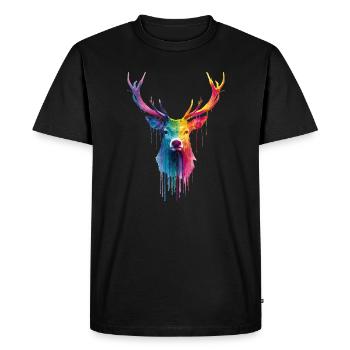 Cerfs, cerfs - T-shirt Premium bio Homme - noir - Devant - Nico (187cm)