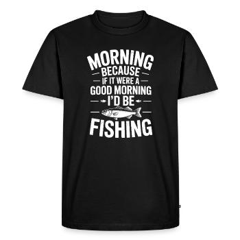 Tee de pêche matinale - T-shirt Premium bio Homme - noir - Devant - Nico (187cm)
