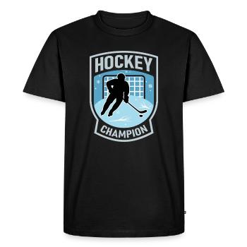 Champion de hockey – Fan de hockey sur glace - T-shirt Premium bio Homme - noir - Devant - Nico (187cm)