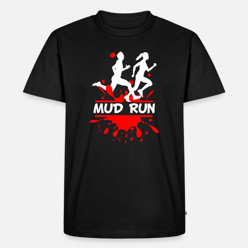Mud Run Duo – Splash Runner Design - Männer Premium Bio T-Shirt - Schwarz