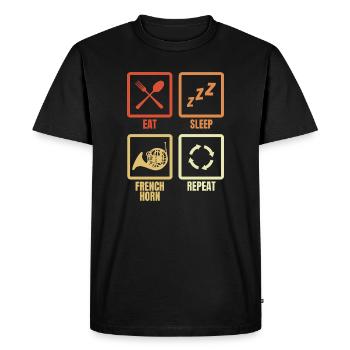 Eat Sleep French Horn Repeat - Men's Premium Organic T-Shirt - black - Front - Nico (187cm)