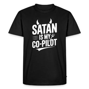 Satan Is My Co-Pilot - Men's Premium Organic T-Shirt - black - Front - Nico (187cm)