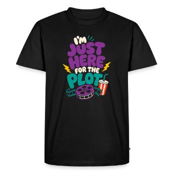 Just Here For The Plot - Men's Premium Organic T-Shirt - black - Front - Nico (187cm)