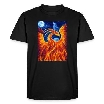 Phénix flamboyant dans la nuit - T-shirt Premium bio Homme - noir - Devant - Nico (187cm)
