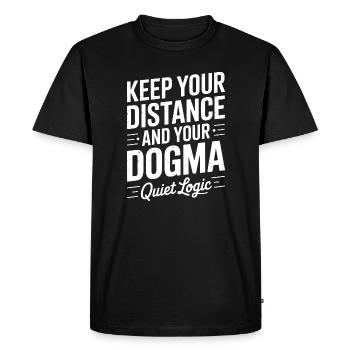 Logique silencieuse : Distance et dogme - T-shirt Premium bio Homme - noir - Devant - Nico (187cm)