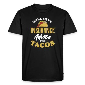 Donnera des conseils d’assurance pour les tacos - T-shirt Premium bio Homme - noir - Devant - Nico (187cm)