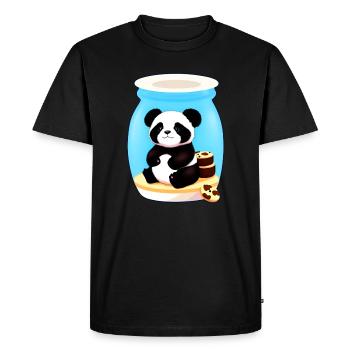 Mignon petit panda avec des biscuits - T-shirt Premium bio Homme - noir - Devant - Nico (187cm)