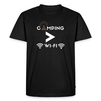 Camping en Wifi - T-shirt Premium bio Homme - noir - Devant - Nico (187cm)