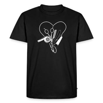 Ciseaux sèche-cheveux et peigne le cœur d’amour du coiffeur - T-shirt Premium bio Homme - noir - Devant - Nico (187cm)