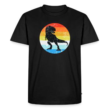 T-Rex Dinosaure Rétro Vintage - T-shirt Premium bio Homme - noir - Devant - Nico (187cm)