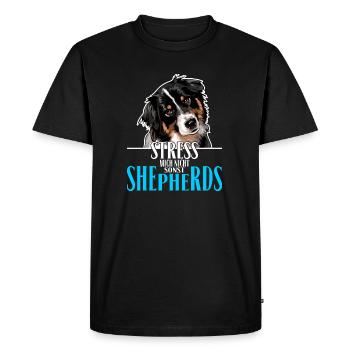 AUSTRALIAN SHEPHERD le stress ne me - T-shirt Premium bio Homme - noir - Devant - Nico (187cm)