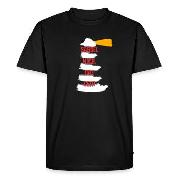 Sabbel nich dat geit! Plattdeutsch Leuchtturm - Männer Premium Bio T-Shirt - Schwarz - Vorne - Nico (187cm)