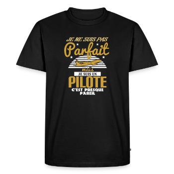 Je Ne Suis Pas Parfait Mais Je Suis Pilote d'Avion - T-shirt Premium bio Homme - noir - Devant - Nico (187cm)