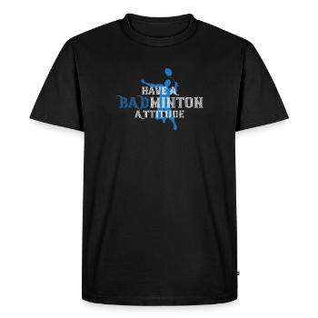 Avoir une BAD Attitude - Cadeau Badiste Badminton - T-shirt Premium bio Homme - noir - Devant - Nico (187cm)