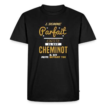 L'Homme Parfait Existe Il Est Chemot - Humour - T-shirt Premium bio Homme - noir - Devant - Nico (187cm)