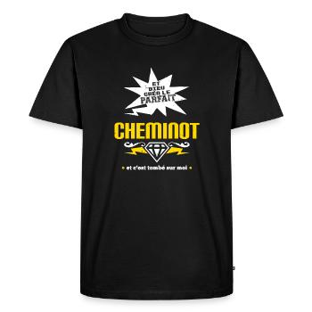 Je Ne Suis Pas Un Superhéros Je Suis Cheminot - T-shirt Premium bio Homme - noir - Devant - Nico (187cm)