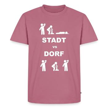 Dorf Dorfkind Land Landleben Bier Alkohol lustig - Männer Premium Bio T-Shirt - Mauve - Vorne - Nico (187cm)