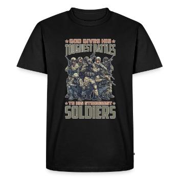 Dieu donne ses batailles les plus difficiles à ses 11 plus forts - T-shirt Premium bio Homme - noir - Devant - Nico (187cm)