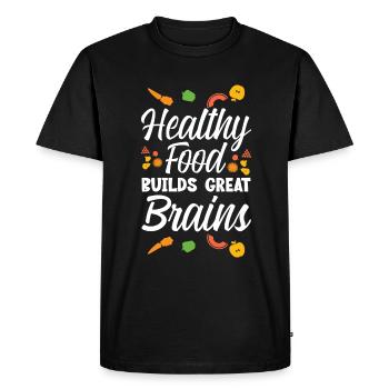 Les aliments sains construisent un bon cerveau 4 - T-shirt Premium bio Homme - noir - Devant - Nico (187cm)